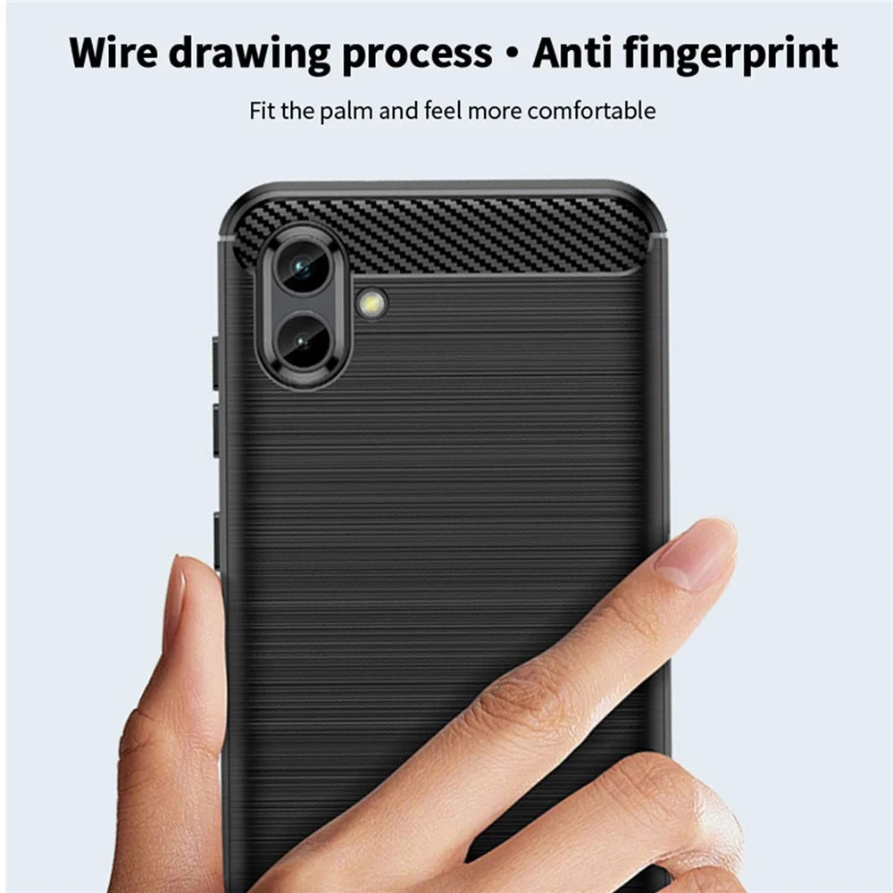 MOFI JK TPU Series-1 for Samsung Galaxy A04 4G (164.4 x 76.3 x 9.1 mm) Brushed Phone Cover Carbon Fiber Texture Anti-scratch Flexible TPU Protective Case - Black - 7