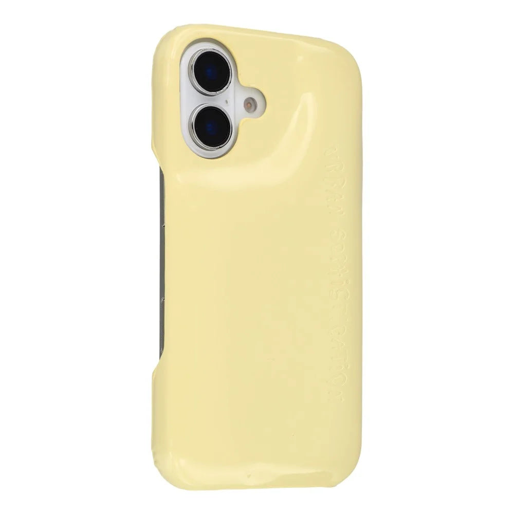 For iPhone 16 Case Puffy PC Shockproof Phone Cover Large Camera Cutout - Yellow - 1