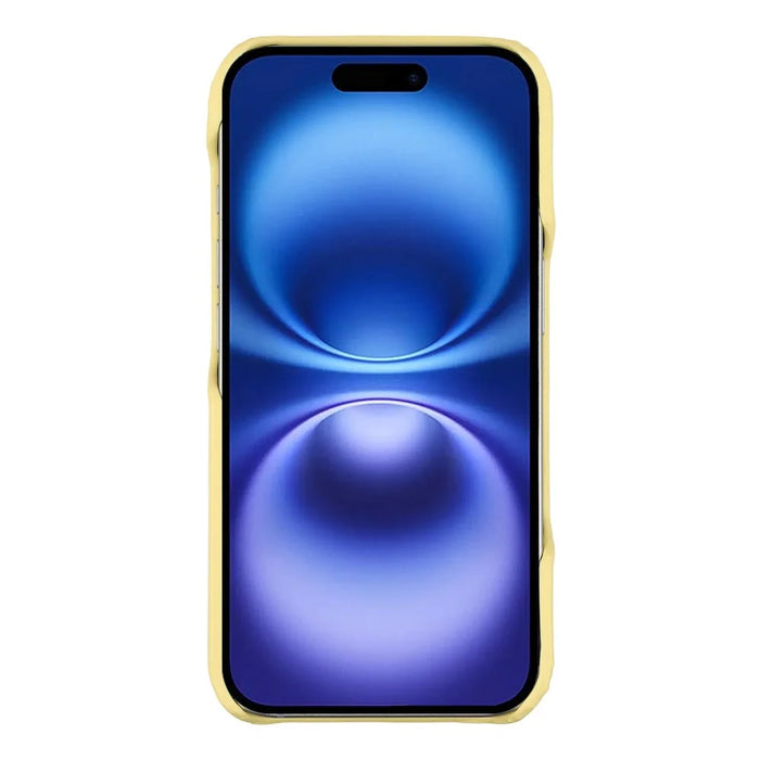 For iPhone 16 Case Puffy PC Shockproof Phone Cover Large Camera Cutout - Yellow - 2