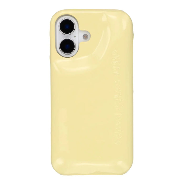 For iPhone 16 Case Puffy PC Shockproof Phone Cover Large Camera Cutout - Yellow - 3