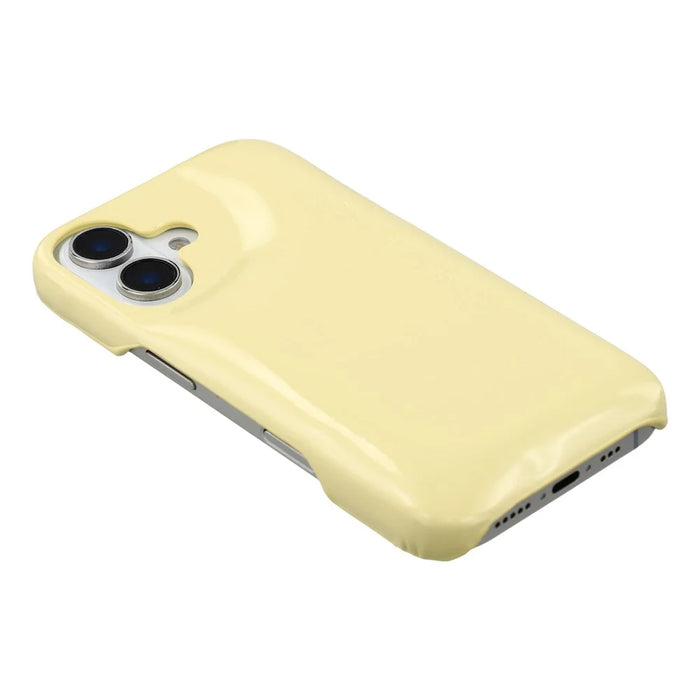 For iPhone 16 Case Puffy PC Shockproof Phone Cover Large Camera Cutout - Yellow - 5
