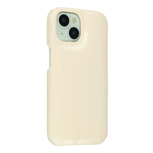 For iPhone 14 Case Puffy PC Shockproof Phone Cover Large Camera Cutout - Beige - 1