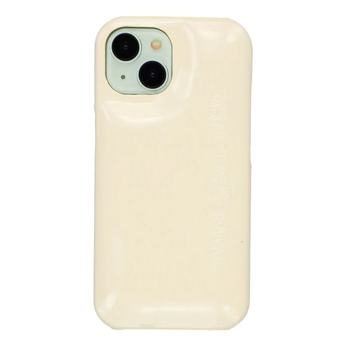For iPhone 13 Case Puffy PC Shockproof Phone Cover Large Camera Cutout - Beige - 3