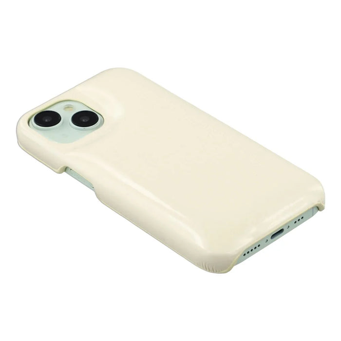 For iPhone 13 Case Puffy PC Shockproof Phone Cover Large Camera Cutout - Beige - 5