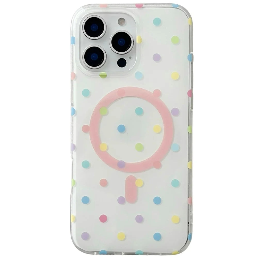 For iPhone 16 Pro Case Polka Dot Pattern TPU + PC Phone Cover Compatible with MagSafe - Multi-color - 1