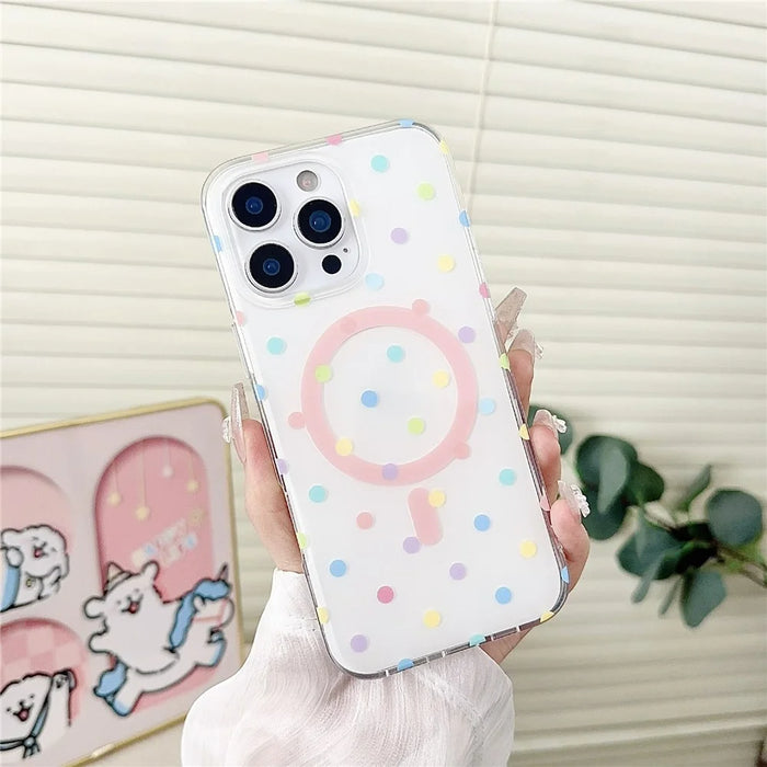 For iPhone 16 Pro Max Case Polka Dot Pattern TPU + PC Phone Cover Compatible with MagSafe - Multi-color - 2