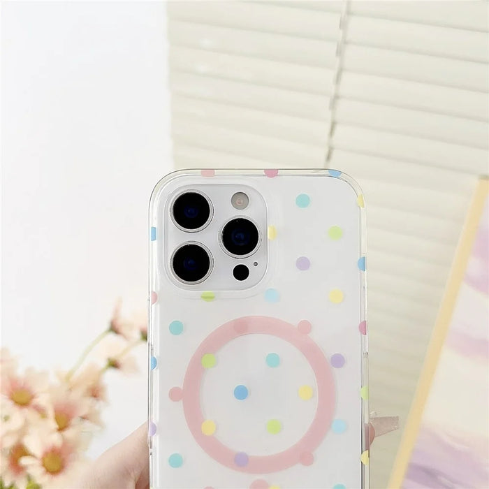 For iPhone 16 Pro Max Case Polka Dot Pattern TPU + PC Phone Cover Compatible with MagSafe - Multi-color - 6