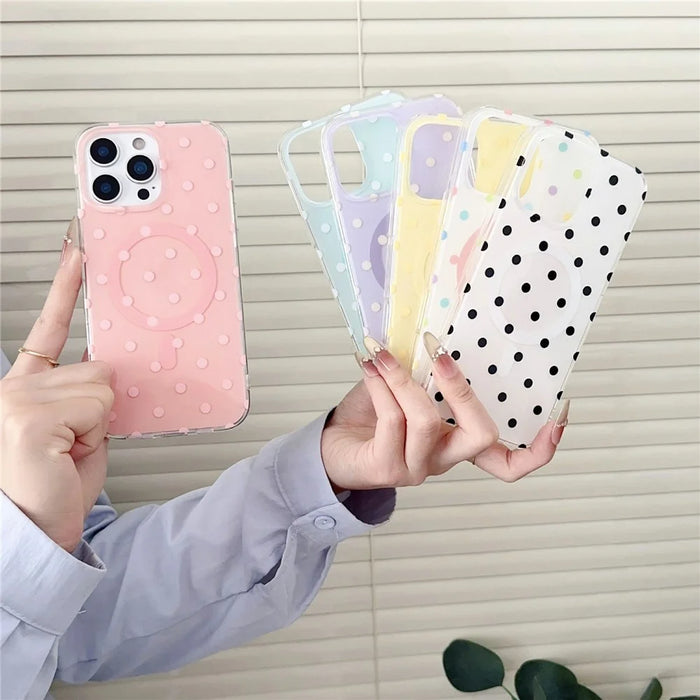 For iPhone 16 Pro Max Case Polka Dot Pattern TPU + PC Phone Cover Compatible with MagSafe - Multi-color - 7