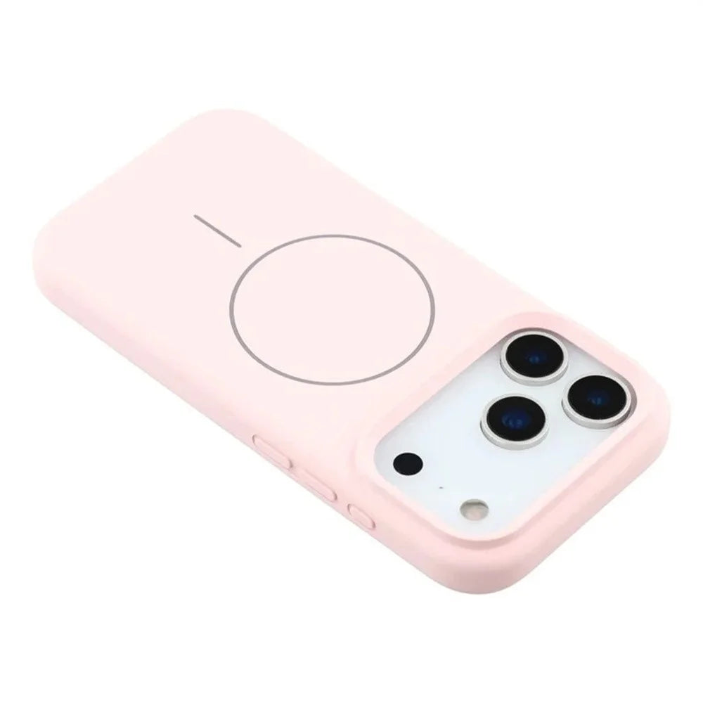 WANLONFENG XQ Series For iPhone 17 Pro Case Compatible with MagSafe TPU Liquid Silicone Phone Cover with 2 Tempered Glass Films - Pink - 4