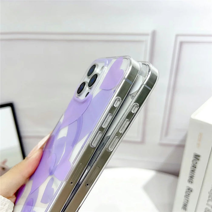 For iPhone 16 Pro Case Heart Pattern TPU + PC Protective Phone Cover Compatible with MagSafe - Blue - 5