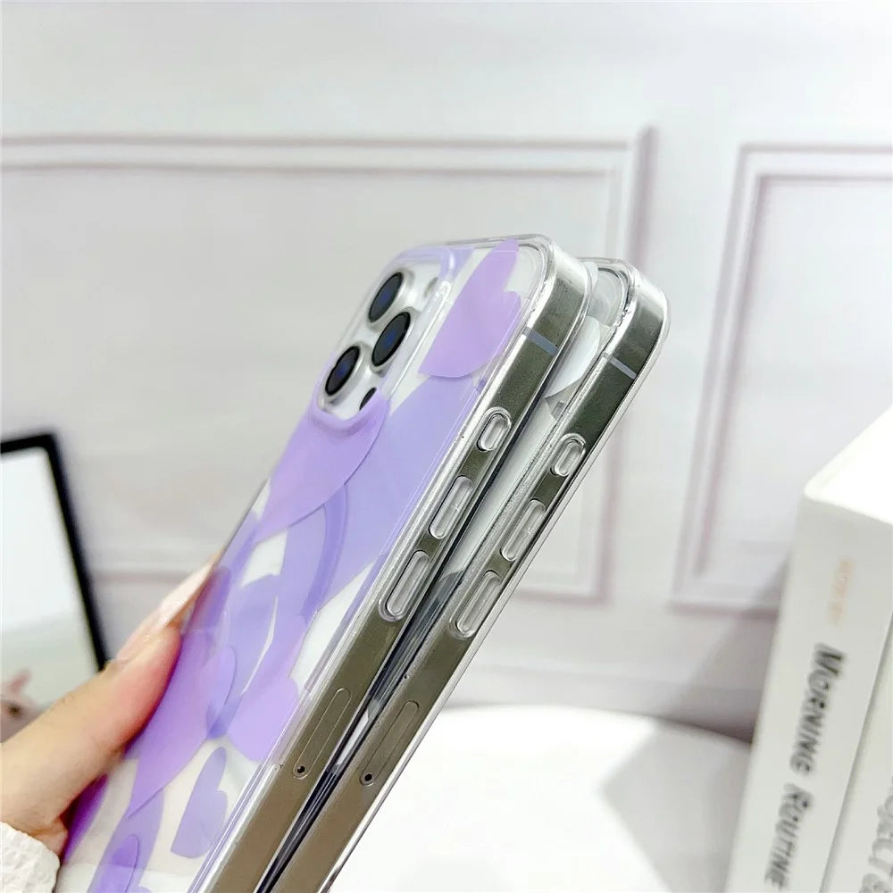 For iPhone 16 Pro Max Case Heart Pattern TPU + PC Protective Phone Cover Compatible with MagSafe - Blue - 5