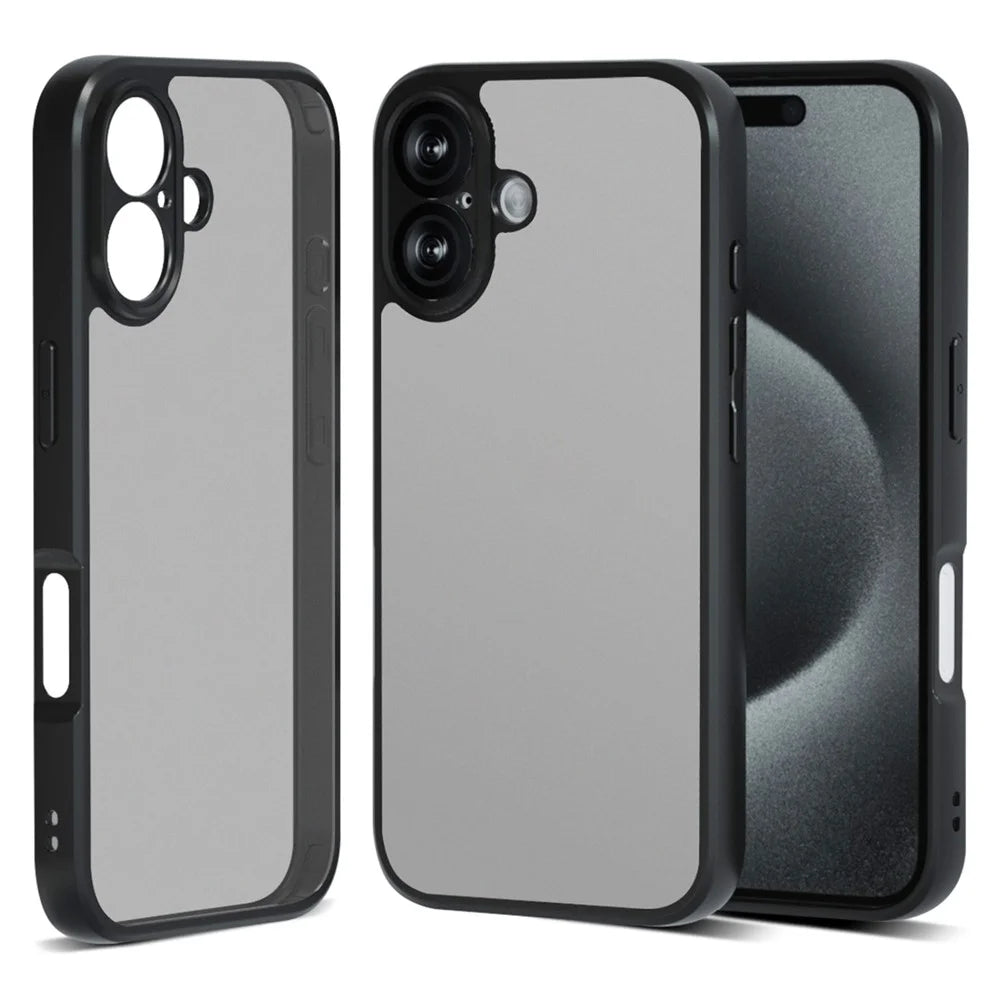 IBMRS For iPhone 17 Case Soft TPU Frame Hard PC Back Anti-Fall Phone Cover - Matte Black - 1