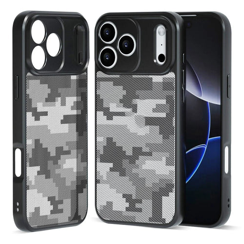 IBMRS For iPhone 17 Pro Case Soft TPU Frame Hard PC Back Anti-Fall Phone Cover - Grid Camouflage - 1