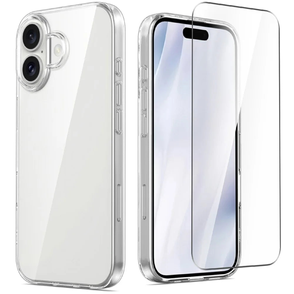 For iPhone 17 Clear TPU Anti-Scratch Phone Case + 2.5D Arc Edge Screen Protector - 1