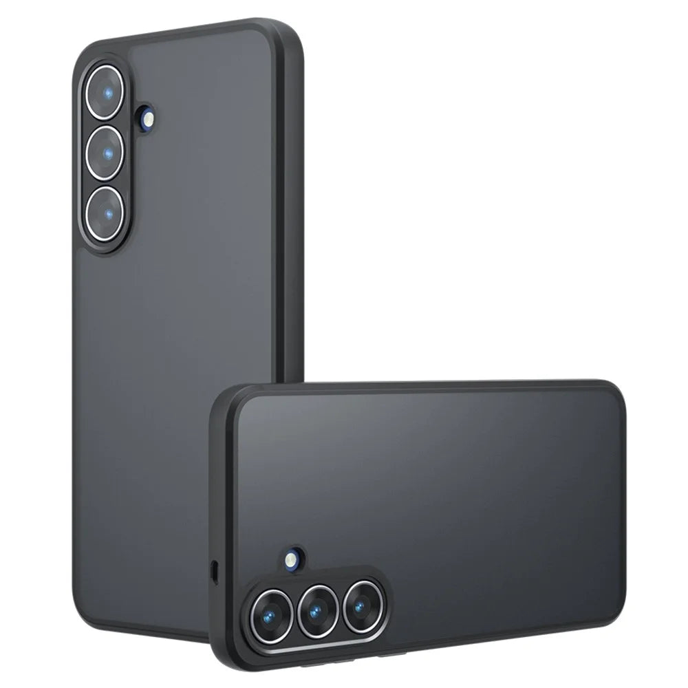 For Samsung Galaxy S25 FE Case Skin-Touch TPU + PC Matte Phone Back Cover, Transparent Black - 1