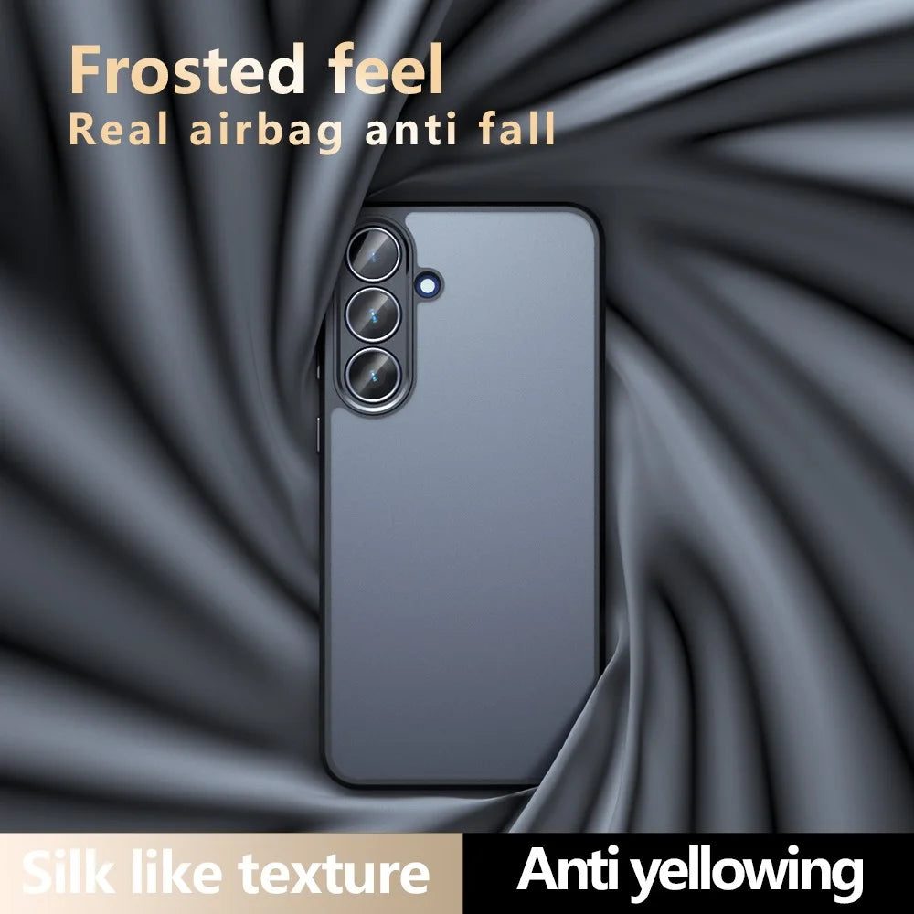 For Samsung Galaxy S25 FE Case Skin-Touch TPU + PC Matte Phone Back Cover, Transparent Black - 4