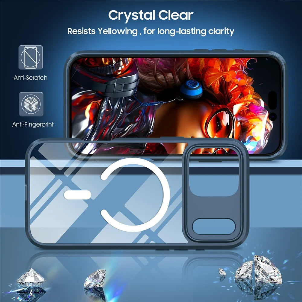 For iPhone 18 Pro Max / 17 Pro Max Case Compatible with MagSafe TPU PC Clear Phone Back Cover - Navy Blue - 2