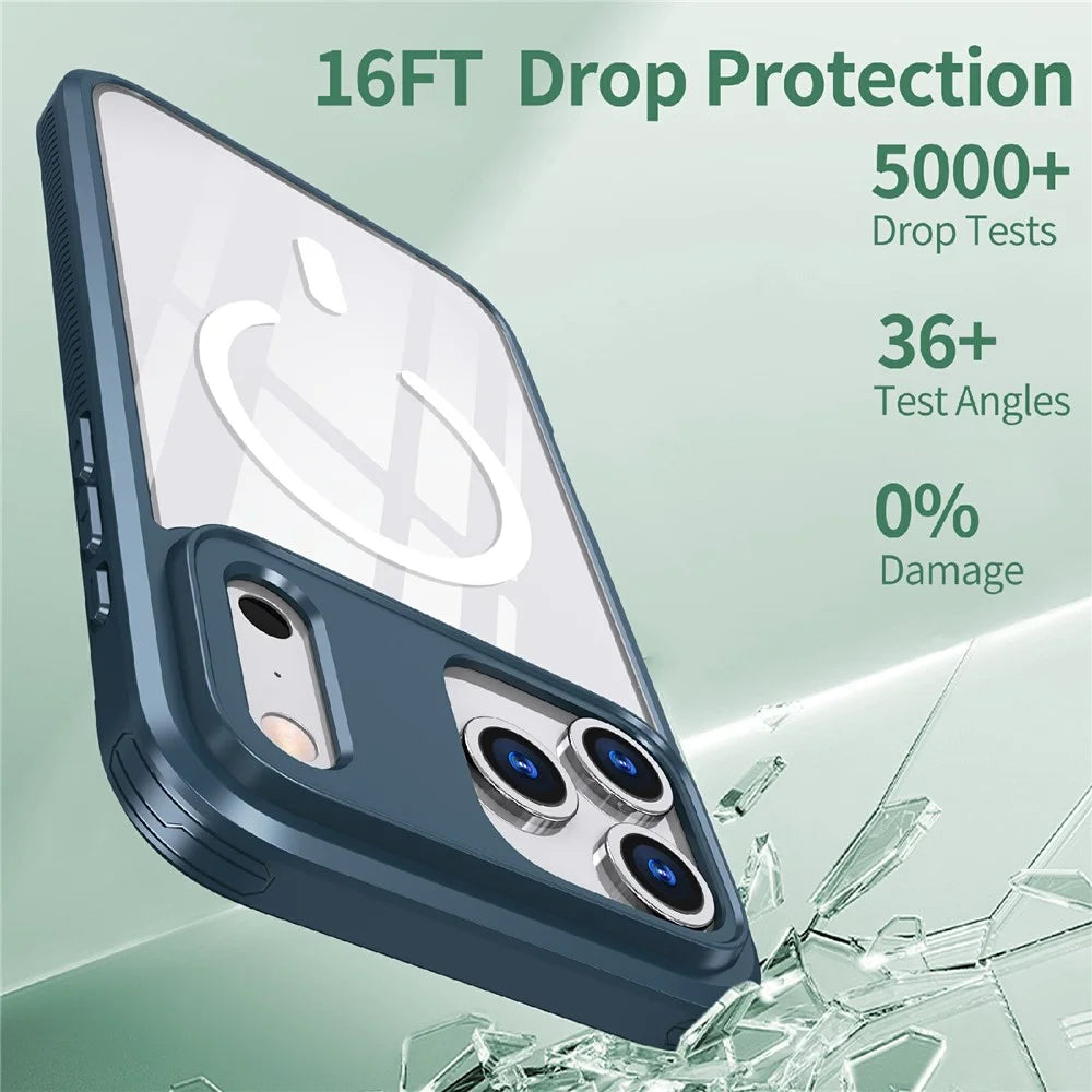 For iPhone 18 Pro Max / 17 Pro Max Case Compatible with MagSafe TPU PC Clear Phone Back Cover - Navy Blue - 3
