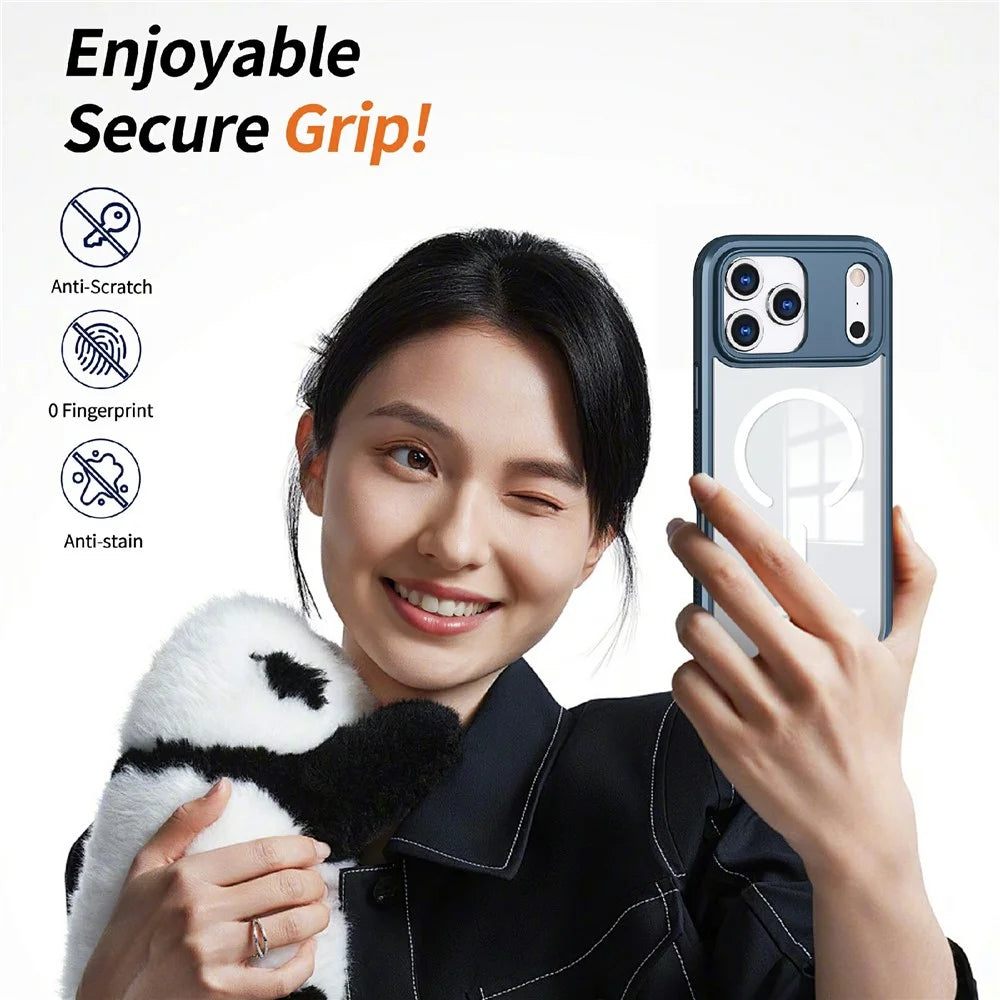 For iPhone 18 Pro Max / 17 Pro Max Case Compatible with MagSafe TPU PC Clear Phone Back Cover - Navy Blue - 5