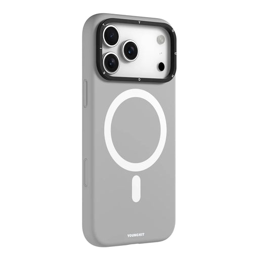 YOUNGKIT For iPhone 17 Pro Max Case Compatible with MagSafe Lens Kickstand Silicone Phone Cover - Grey - 1