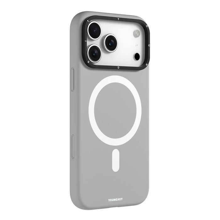 YOUNGKIT For iPhone 17 Pro Max Case Compatible with MagSafe Lens Kickstand Silicone Phone Cover - Grey - 1