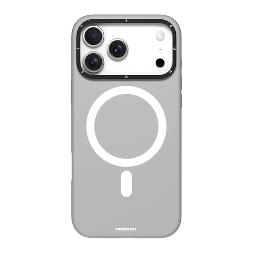 YOUNGKIT For iPhone 17 Pro Max Case Compatible with MagSafe Lens Kickstand Silicone Phone Cover - Grey - 2