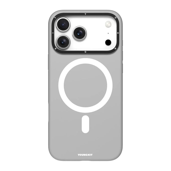 YOUNGKIT For iPhone 17 Pro Max Case Compatible with MagSafe Lens Kickstand Silicone Phone Cover - Grey - 2