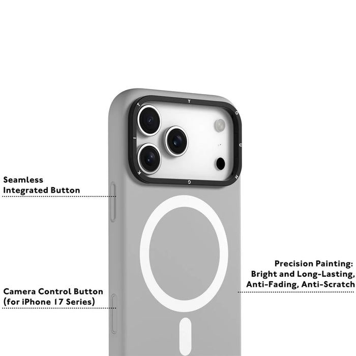 YOUNGKIT For iPhone 17 Pro Max Case Compatible with MagSafe Lens Kickstand Silicone Phone Cover - Grey - 6