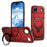For iPhone Air Magnetic Case Ring Kickstand PC + TPU Hybrid Phone Cover - Red - 1
