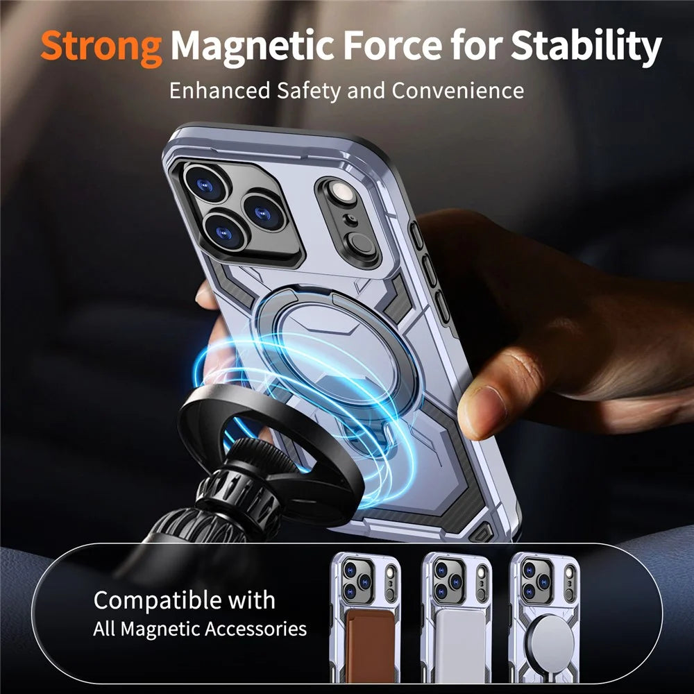 For iPhone 18 Pro / 17 Pro Magnetic Case Ring Kickstand PC + TPU Hybrid Phone Cover - Baby Blue - 3