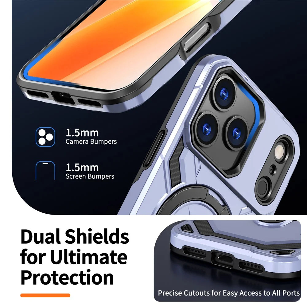 For iPhone 18 Pro / 17 Pro Magnetic Case Ring Kickstand PC + TPU Hybrid Phone Cover - Baby Blue - 7
