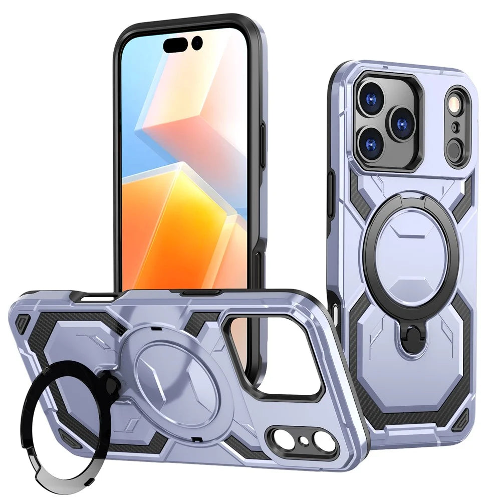 For iPhone 18 Pro Max / 17 Pro Max Magnetic Case Ring Kickstand PC + TPU Hybrid Phone Cover - Baby Blue - 1