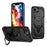 For iPhone 17e / 16e Magnetic Case Ring Kickstand PC + TPU Hybrid Phone Cover - Black - 1