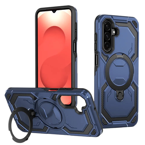 For Samsung Galaxy A26 5G Magnetic Case Ring Kickstand PC + TPU Hybrid Phone Cover - Blue - 1
