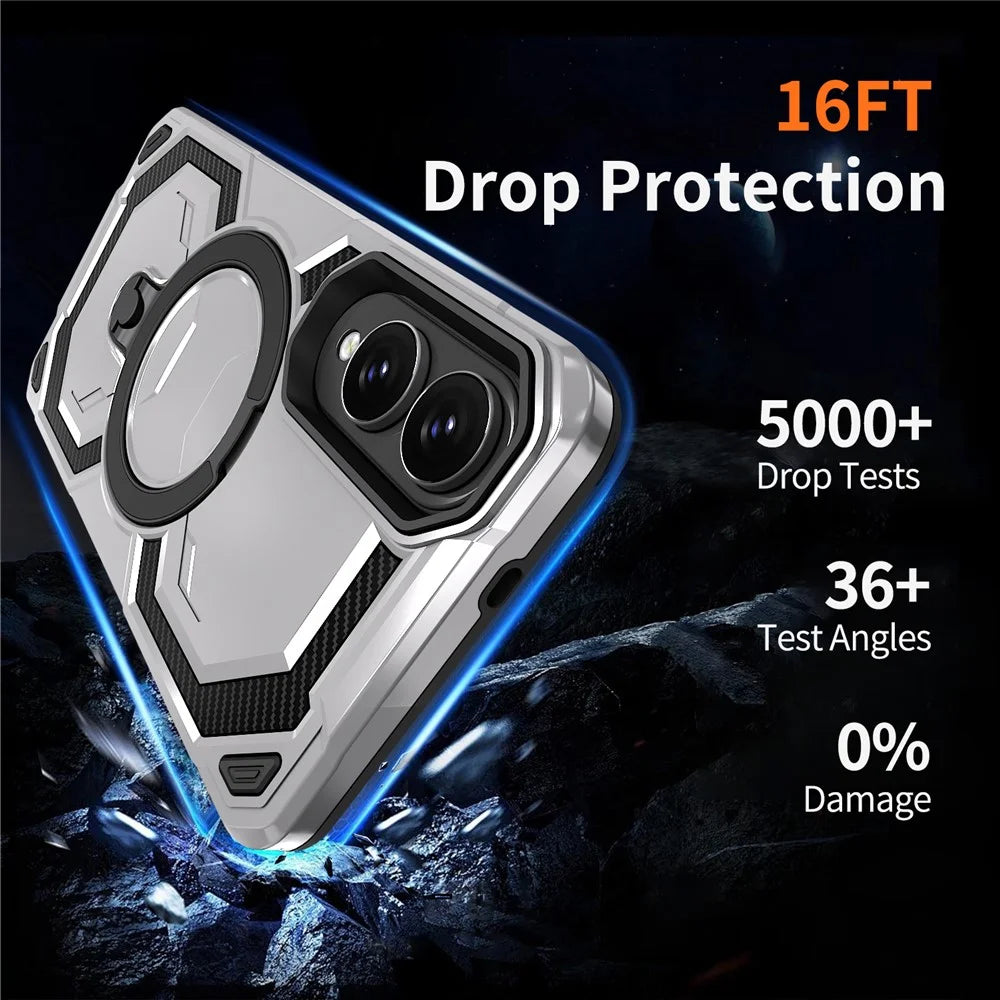 For Samsung Galaxy S25 Edge Magnetic Case Ring Kickstand PC + TPU Hybrid Phone Cover - Grey - 6