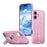 For iPhone 17 Magnetic Case Kickstand Grid Texture TPU PC Phone Back Cover - Pink - 1