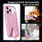 For iPhone 18 Pro Max / 17 Pro Max Magnetic Case Kickstand Grid Texture TPU PC Phone Back Cover - Pink - 6