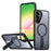 For Samsung Galaxy A36 5G Magnetic Case Kickstand Grid Texture TPU PC Phone Back Cover - Black - 1