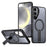 For Samsung Galaxy S25+ Magnetic Case Kickstand Grid Texture TPU PC Phone Back Cover - Black - 1
