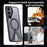 For Samsung Galaxy S25+ Magnetic Case Kickstand Grid Texture TPU PC Phone Back Cover - Black - 6