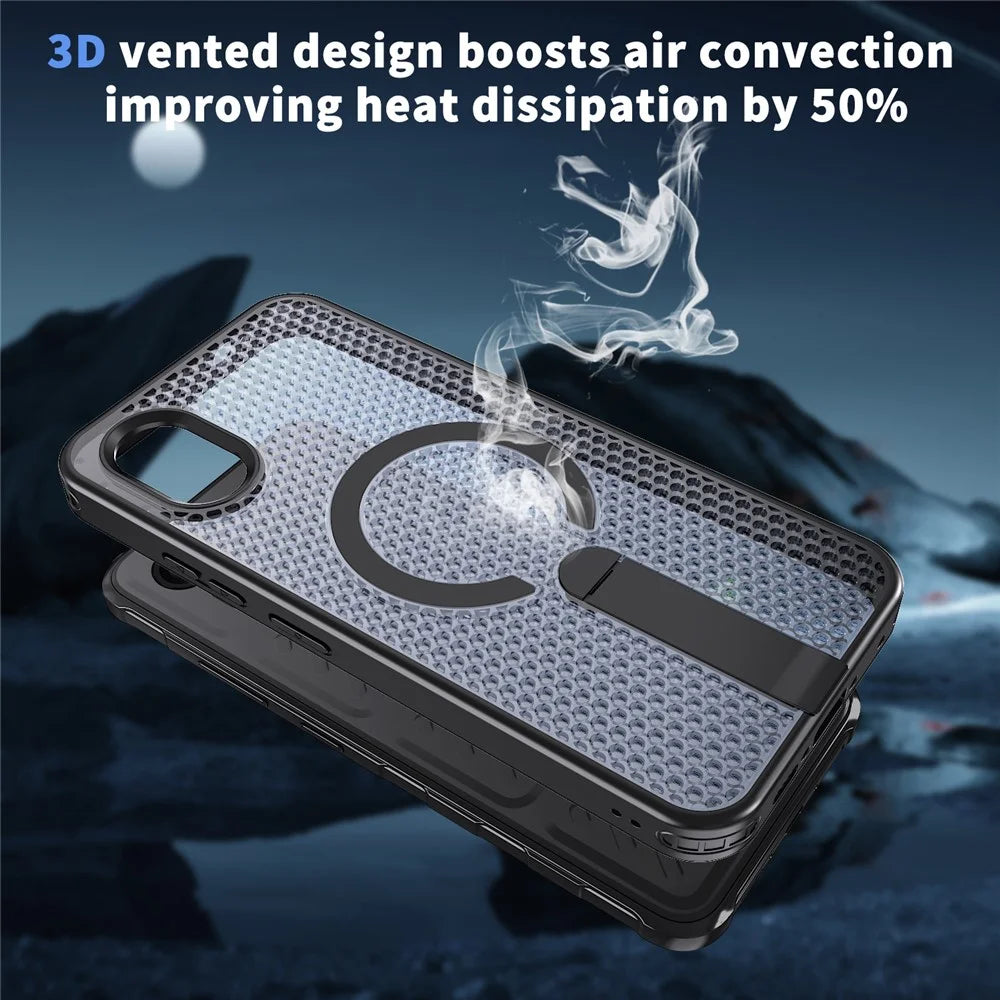 For Samsung Galaxy Xcover7 Magnetic Case Kickstand Grid Texture TPU PC Phone Back Cover - Black - 7