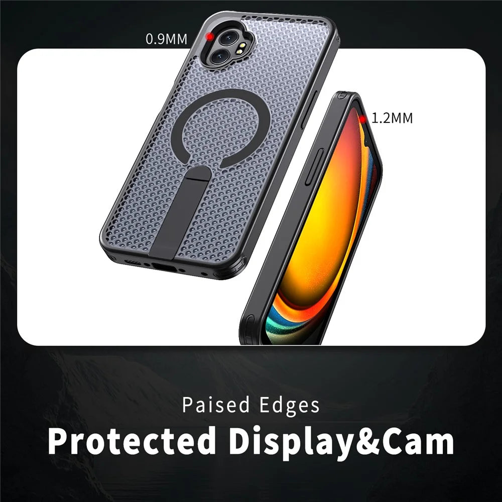 For Samsung Galaxy XCover7 Pro Magnetic Case Kickstand Grid Texture TPU PC Phone Back Cover - Black - 4