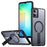 For Samsung Galaxy A06 4G Magnetic Case Kickstand Grid Texture TPU PC Phone Back Cover - Black - 1