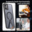 For Samsung Galaxy A06 4G Magnetic Case Kickstand Grid Texture TPU PC Phone Back Cover - Black - 6