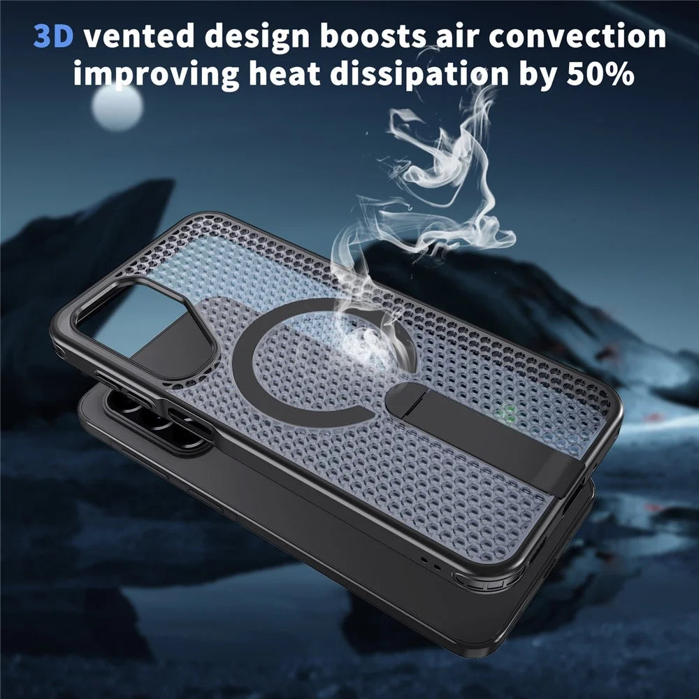 For Samsung Galaxy A18 5G /  A17 5G / A17 4G Magnetic Case Kickstand Grid Texture TPU PC Phone Back Cover - Black - 7