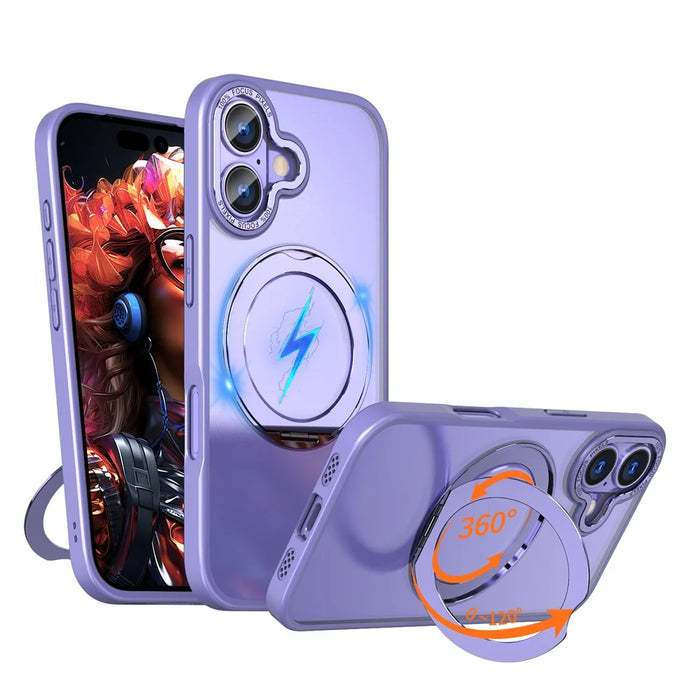 For iPhone 17 Case Compatible with MagSafe TPU + Acrylic Kickstand Phone Cover - Light Purple - 1