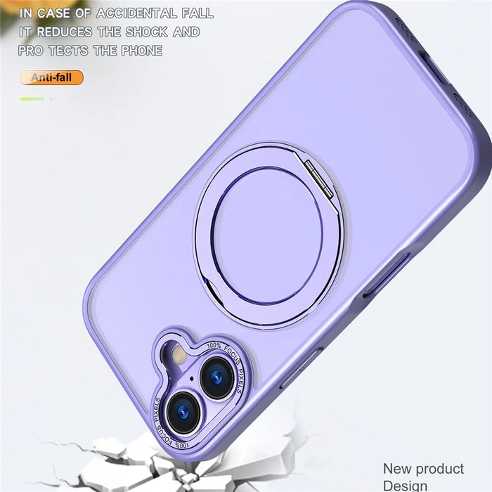 For iPhone 17 Case Compatible with MagSafe TPU + Acrylic Kickstand Phone Cover - Light Purple - 3