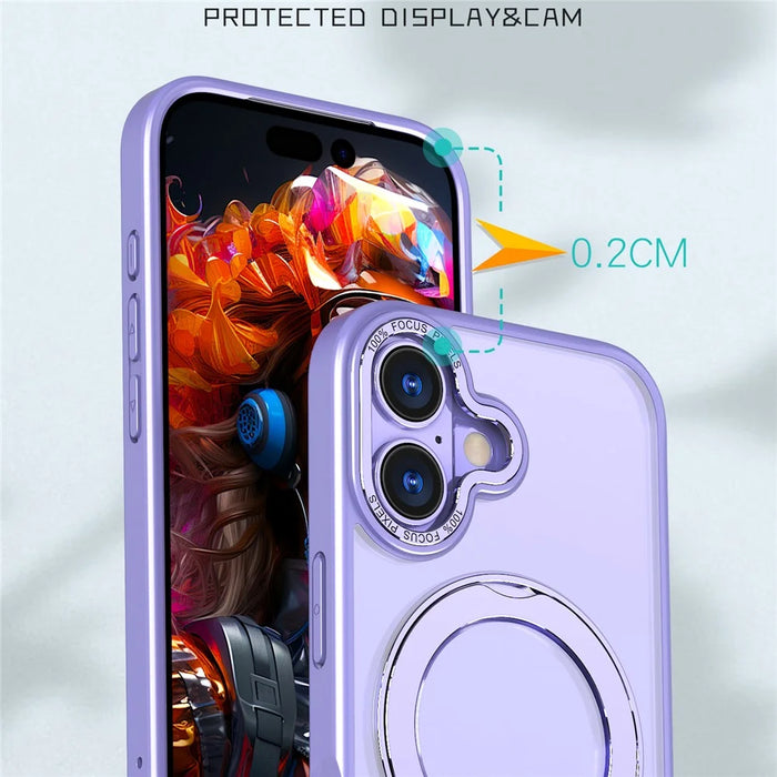 For iPhone 17 Case Compatible with MagSafe TPU + Acrylic Kickstand Phone Cover - Light Purple - 5