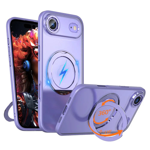 For iPhone Air Case Compatible with MagSafe TPU + Acrylic Kickstand Phone Cover - Light Purple - 1