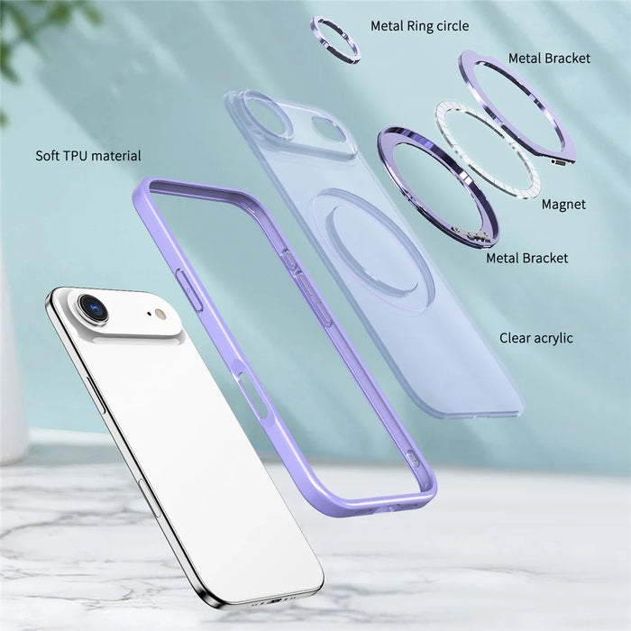For iPhone Air Case Compatible with MagSafe TPU + Acrylic Kickstand Phone Cover - Light Purple - 4